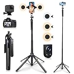 Avaspot 71" Phone Tripod with 2 LED Fill Lights & Removable Remote, All-in-One Extendable Selfie Stick Tripod for iPhone, Android & Camera, Ideal for Selfies, Vlogging & Video Recording