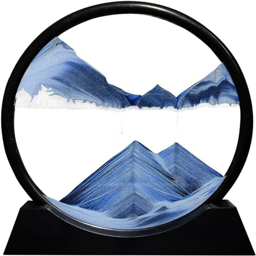 RCQD Sablier Decoratif Cadre Sable Mouvant 3D art du sable en mouvement Peinture de Sable Qui Coule Convient pour Kits de Sable pour Enfants Cadeaux (Bleu,7")