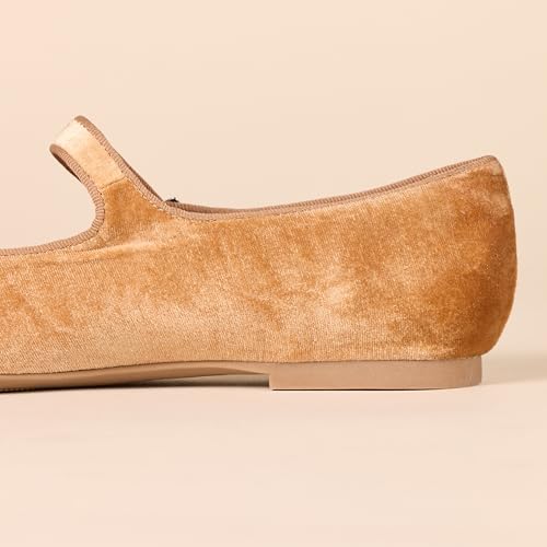 Image of Amazon Essentials Women's Velvet Mary Jane Ballet Flat with Buckle Strap