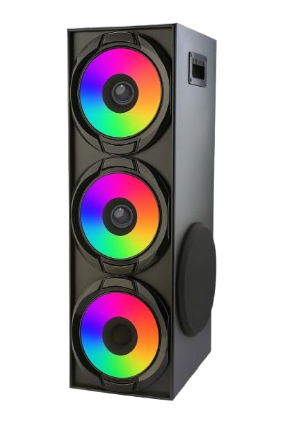 Image of Grand Party Box 400, 250 W Peak Power Home Theater Tower Speaker with Bluetooth 5.0, Powerful 10 inch Woofer, RGB Lightshow, USB /FM /Mic Inputs, 220V
