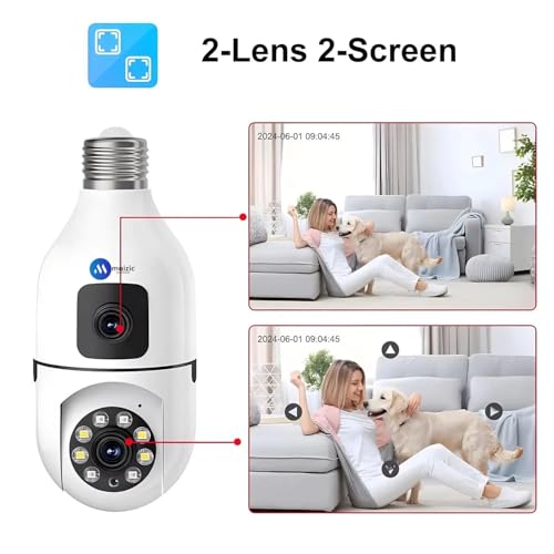 Maizic Smarthome Ultra Convenient Indian Bulb Holder Indoor Security HD 5MP CCTV WiFi Bulb Camera w/PTZ Upto 128GB SD Card Support, Color Night Vision, Two-Way Audio (Dual Camera) 4 410e2M6tbIL