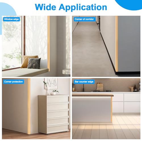 Image of 8Pack Aluminum Metal Corner Protector, 45″x 2″ Peel and Stick L Molding Corner Guards with 90 Angle, for Wall Door Frame Cabinet Furniture Baseboard Protection and Decoration (Gold)
