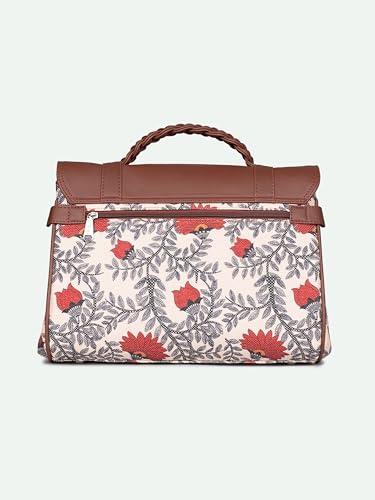 Image of ZOUK Heritage Satchel Bag - Gwalior Weaves | Jute | Vegan Leather Handcrafted With Detachable Sling Strap