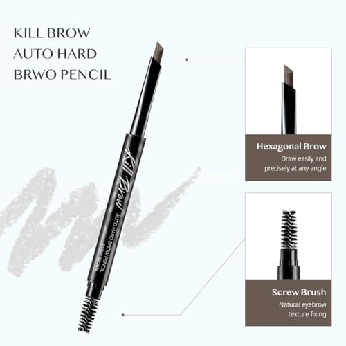 Crayon à sourcils dur Clio Kill Brow Gris marron longue tenue pointe 4,5 mm - 5