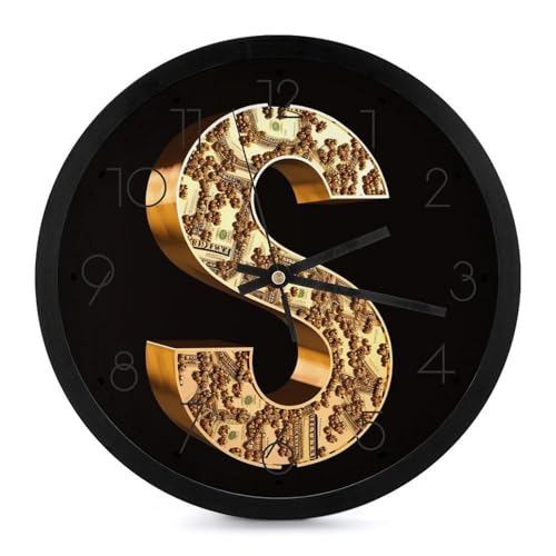 Horloge murale à quartz silencieuse ronde dorée decorative