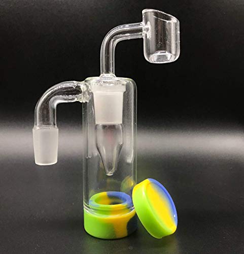 HUXP New Transparent Manual 14MM Glass Connection Fittings and Silicone Container£¨Red and Green£ (Green) (Transparent)