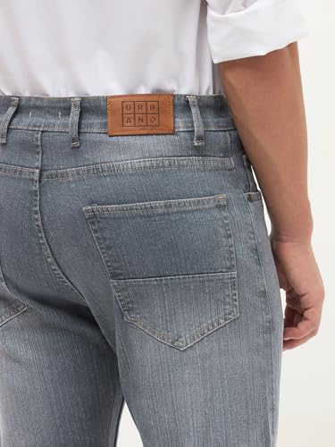 Image of Urbano Fashion Men's Straight Fit Washed Denim Jeans Stretchable