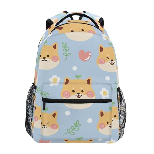 Sac à dos imperméable SKYSHU multi-poches pour PC portable avec imprimé Shiba