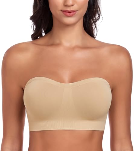 DotVol Mujer Sujetador extraíbles sin Tirantes ni Aros con Silicona Antislip Beige，M