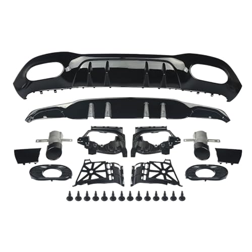 リアディフューザーリップ用 W177 A35 AMG ラインスタイル 2018+ バックバンパースポイラースプリッターと排気チップヒント(Carbon fiber)
