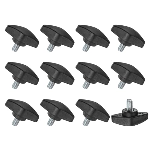 M METERXITY 12-Pz Viti a Farfalla, Manopole a T M6x10mm, Manopole Serraggio Plastica per Lavorazione Legno/Macchinari/Attrezzature, Vite a Testa Zigrinata Filettatura Serraggio [Nero]