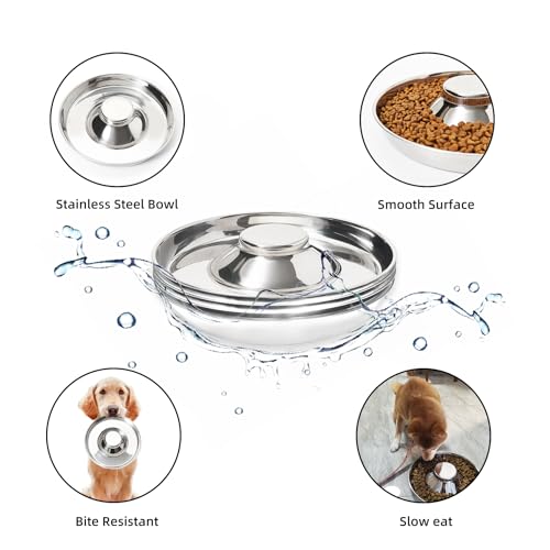 Stainless Steel Puppy Bowls, Set Of 2 Puppy Feeder, Dog Food And Water Bowl, Food Feeding Weaning For Small/Medium/Large Dogs, Pets, M,10.2 cm,H_22.9 cm,W_5.1 cm