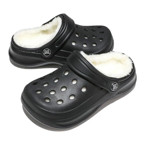 Image of Girls' Boys' Fur Lined Clogs Cozy Slip-on Winter Fuzzy Slippers