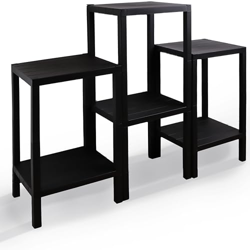 DIVCHI 6 Tier Side End Table Nightstand Coffee Tables Storage Bedside Table Office Living Room Bedroom Small Narrow Space Sofa Table (Black)