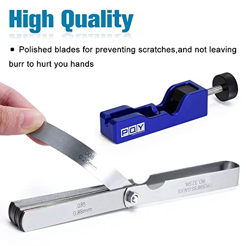 Image of Universal Spark Plug Gap Tool with 32 Blades Steel Feeler Gauge, Spark Plug Gapper Gapping Tool Adjuster for Most 10mm 12mm 14mm 16mm Sparkplug Blue