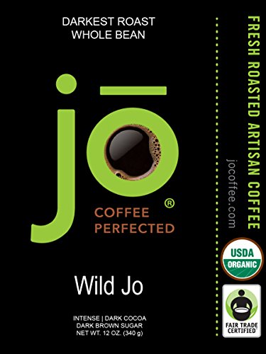 Image of WILD JO: 12 oz, Organic Dark French Roast Coffee, Whole Bean | Bold Strong Rich Wicked Good! Great Brewed or Cold Brew, USDA Fair Trade Kosher Certified, NON-GMO Gluten Free by Jo Coffee