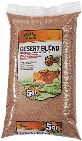 Zilla Pet Reptile Terrarium Substrate Bedding, Walnut Desert Blend, for Bearded Dragons, Monitors, Skinks and Uromastyx, 5 Quart