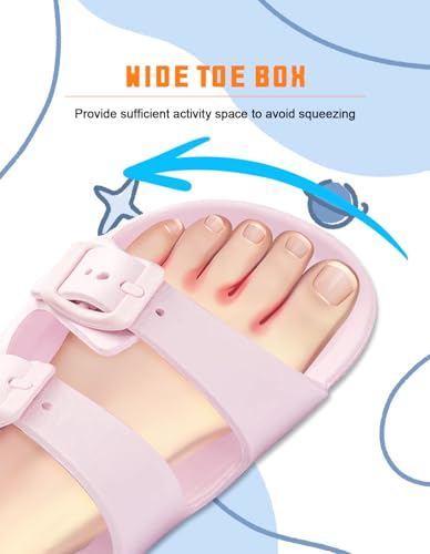 Kids Toddler Sandals Boys Girls Double Buckle Slides Summer Shower Beach Pool Water Shoes Slip on Clouds Slippers,Pink 13 Little Kid4