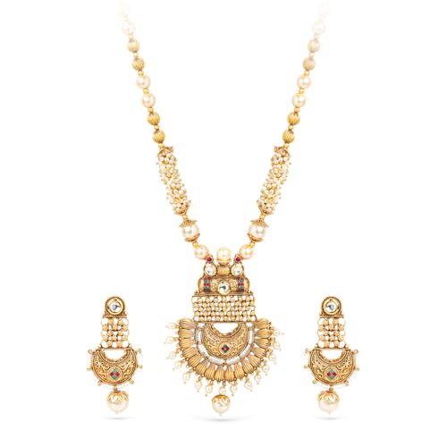 Image of Rubans Gold Plated Necklace Set Traditional Festive Jewellery for Women & Girls