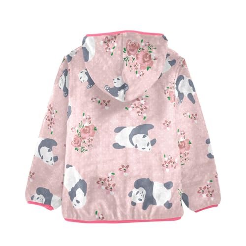 OTVEE Panda Animal Flowers Kids Hoodie Jacket Fall Spring Full Zip Warm Outwear Coat2