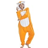AYJMA Männer Kigurumi Tier Pyjama Cartoon Onesies für Erwachsene Cosplay Kostüm Christma Frauen Pyjamas Onsie Halloween XL Fuchs Kigurumi