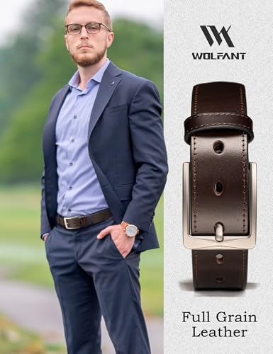Image of WOLFANT Men's 35mm Dress Casual Belt in Gift Box,100% Italian Full Grain Real Solid Leather