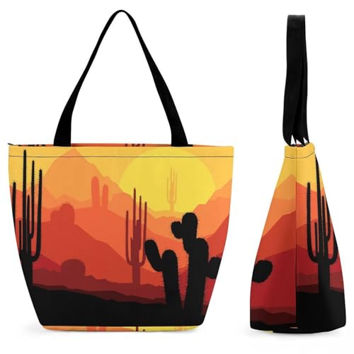 Sac de shopping cactus du désert grand format aux finitions soignées pour femme