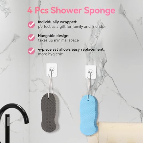 Losaria 4 Pcs Magic Exfoliating Bath Sponge - 3D Super Soft Body Scrubber — view 6