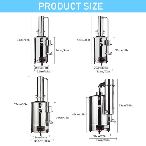 Genérico 304 Distiller de Agua de Acero Inoxidable - 5L/H Comprador electrotérrate automático para el hogar, labón, Dental y química - Sistema de destilería de Alta eficiencia