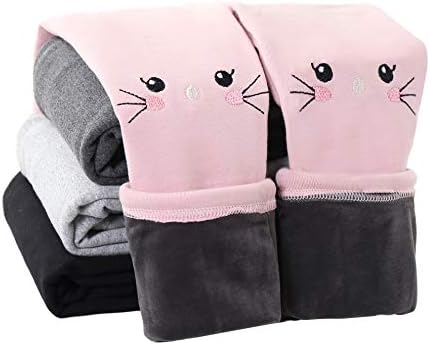 IRELIA Winter Girls Cotton Fleece Lined Leggings Pants Pink S