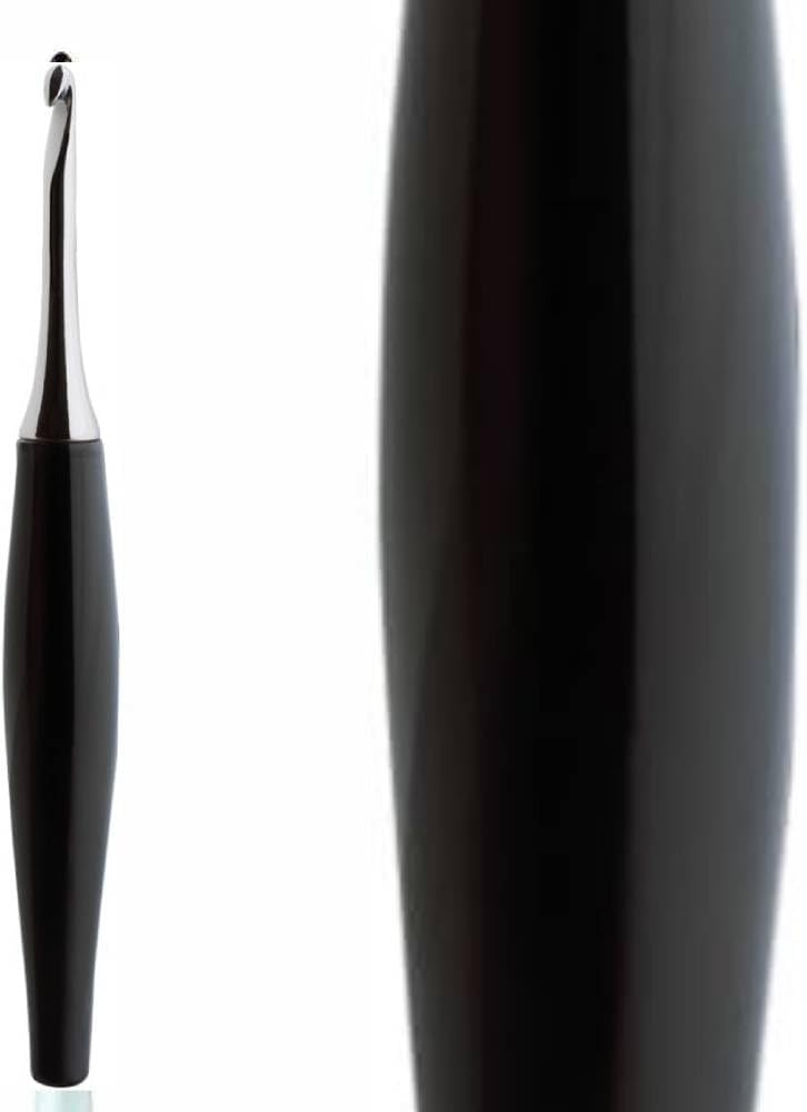 Furls Crochet Hook, Odyssey Black, Nickel Plated Tip for Effortless Glide, Ergonomic Handle Crochet Hooks 7" (Odyssey Black, P - 10.00MM)