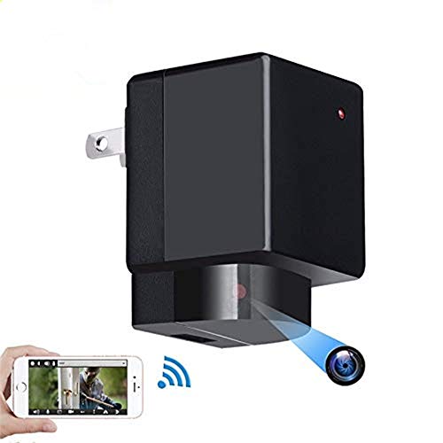 Vrnzau Hidden Camera 1080P WiFi HD Spy Plug Adapter PTZ 180° Lens Rotation Wireless Video Recorder Motion Detection Security Monitoring Nanny Cam