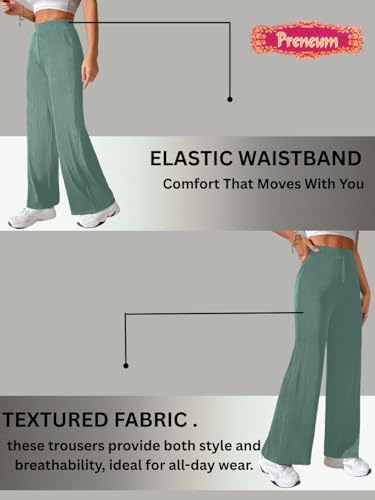 Image of Prenuem Women's High Waist Flared Korean Trousers, Trendy Casual Wear for Daily & Travel Use (Available in Plus Size)