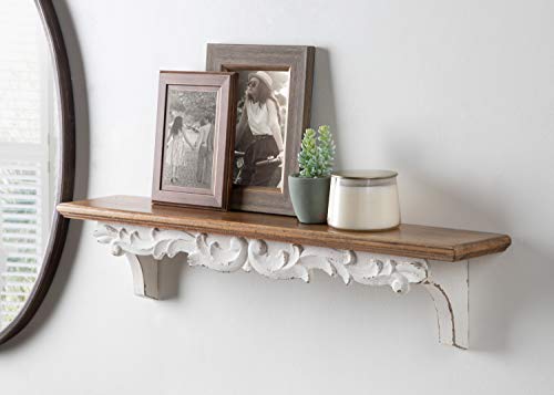 Kate and Laurel Abberly Farmhouse Wall Shelf, 28 x 5 x 6.5, Rustic Brown and White, Rustic Floating Shelf for Wall Kate and Laurel Abberly Farmhouse Wall Shelf, 28 x 5 x 6.5, Rustic Brown and White, Rustic Floating Shelf for Wall