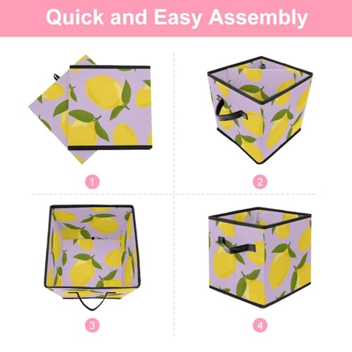 Boîte de rangement pliable jaune citron pour placard et jouets - 6