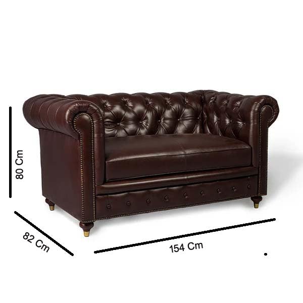 Image of UMAR ARTS Luxury Chesterfield Leatherate Sofa Set, Tufted Genuine Leatherate, Classic Living Room Furniture (2 Seater Coffee)