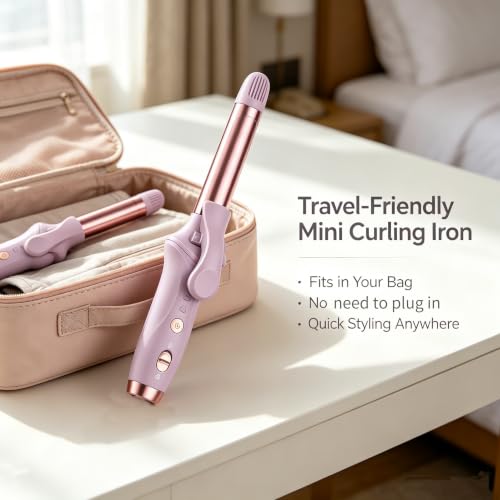Image of Cordless Curling Iron Hair Curler: Mini USB Rechargeable 4000 mAh 3 Temp Setting Travel Portable 200 Million Negative Ion for Long Short Hair