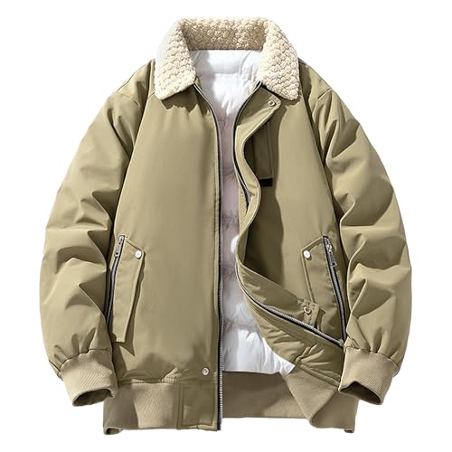 Veste de vol vintage homme au col en fourrure et finitions soignées pour l'hiver