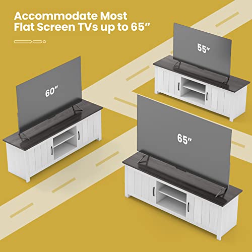 COSTWAY TV Stand for TVs up to 65 Inches, Wooden TV Cabinet Media Entertainment Center with 2 Doors and Storage Shelves, 145cm Modern TV Unit Console Table for Living Room Bedroom - Image 3