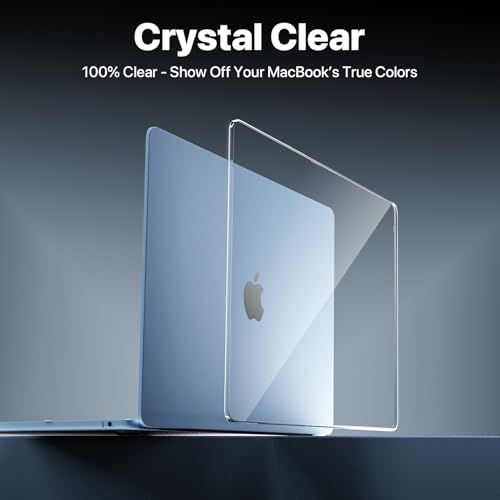 Image of Soonjet for MacBook Air 15 inch Case | M5 M4 M3 M2 2026 2025-2023 | 100% Ultra Clear | Outshine Bare Beauty | Hard Shell Cover | A3448 A3241 A3114 A2941 | Crystal Clear | Crystal Clear, Protective Hard Shell, Ultra Thin & Light, Anti Crack, Non Slip, Easy Snap on, Premium Sturdy Plastic