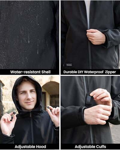 Men's Super Kegel Heated Jacket with 16000mAh Battery - Winter Waterproof and Windproof Soft Shell