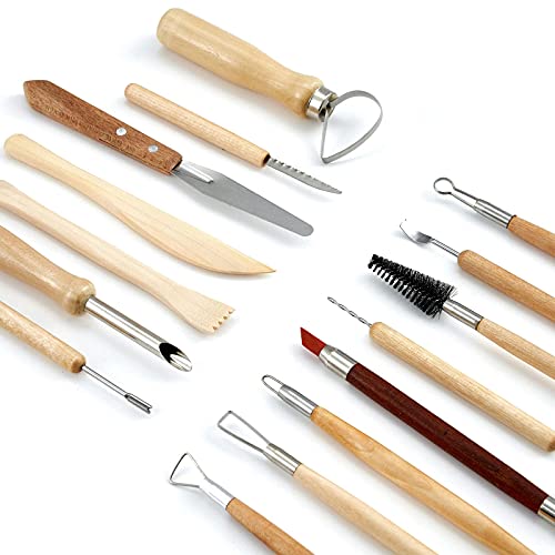 Temontian Pottery Clay Sculpting Tools,Double Sided Polymer Clay Tools, Sculpting Clay,43Pcs Double Sided Ceramic Clay Carving Tool Set With Carrying Case Bag For Beginners (Black) #TOP2