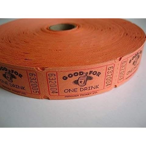 2000 Orange Good For One Drink Single Roll Consecutively Numbered Raffle Tickets Cover
