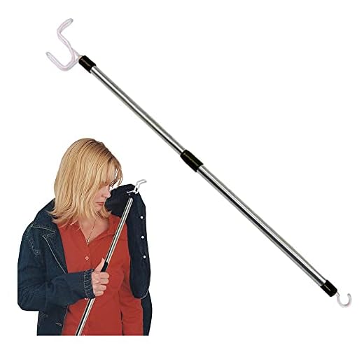 Health Care Living Aids Disable Helper Stainless Steel Dressing Stick with Adjustable Design, 26 Inch Length