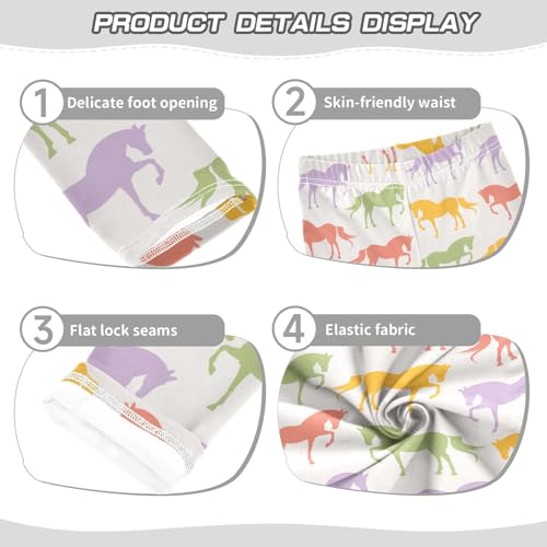 Girls Leggings Colorful Silhouettes of Horses Toddler Girls Clothes Leggings for Girls Toddler Girls Leggings 3-4T3