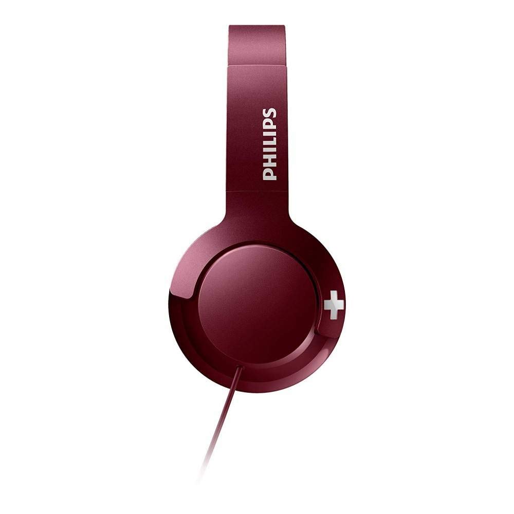 Philips SHL3075RD/00 Cuffie Auricolari On Ear (Bassi Voluminosi, Isolamento Dei rumori, Elevato Comfort nel Portarle, Funzione Viva Voce, Richiudibili piatti), Rosso