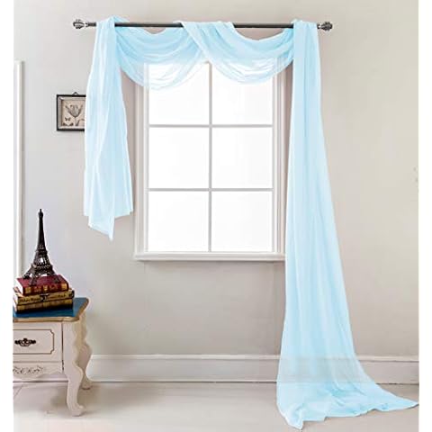 RT Designers Collection Celine Sheer 55 x 216 in. Sheer Curtain Scarf, Blue Cover