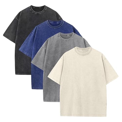 T-shirt coupe ample homme en coton fin contre la chaleur lot de 4 hauts streetwear