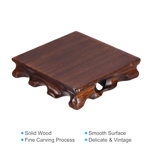 PATIKIL Wooden Display Stand, 4 x 4 Inch Square Teapot Vase Bonsai Base Wood Stand Holder for Home Office Decoration - Image 3