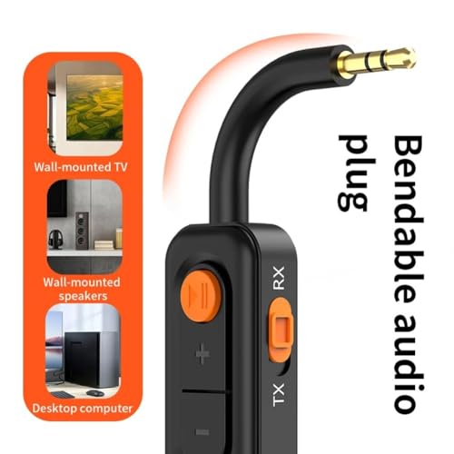Image of MICROWARE Bluetooth 5.4 Transmitter Receiver 2-in-1 Wireless Audio Adapter, Mini 3.5mm AUX Bluetooth Adapter for Home Car Airplane PC Audio Music Headphones TV Speakers